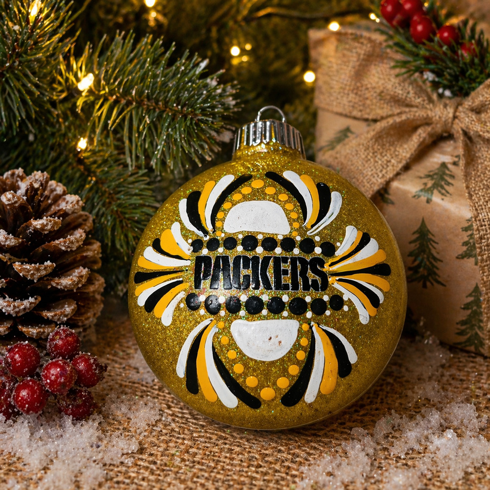 Green Bay Packers “Packers” Ornament | 3” Shatterproof Hand-Painted Christmas